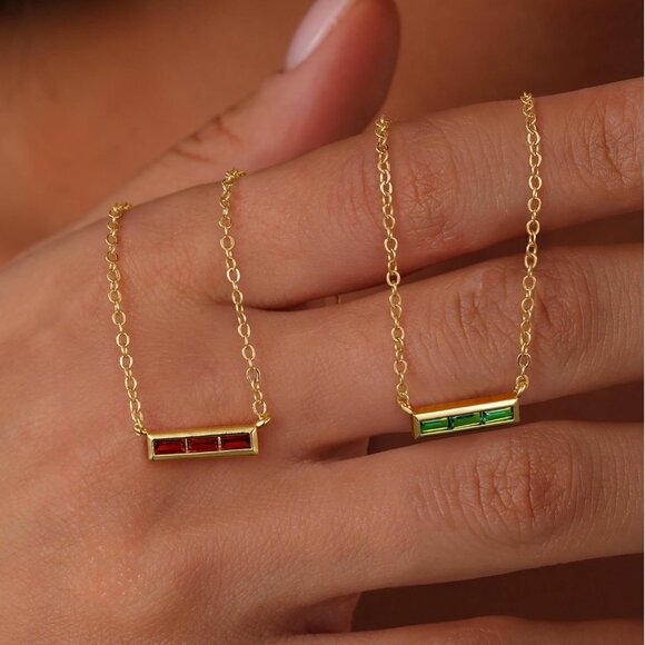 Personalized 14K Gold Plated Birthstone Necklaces - Meaningful Jewelry Set - Picture 5 of 7